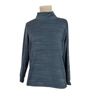 Zelos Women's Mock Neck Striped Long Sleeve Activewear Top Size S Athleisure‎